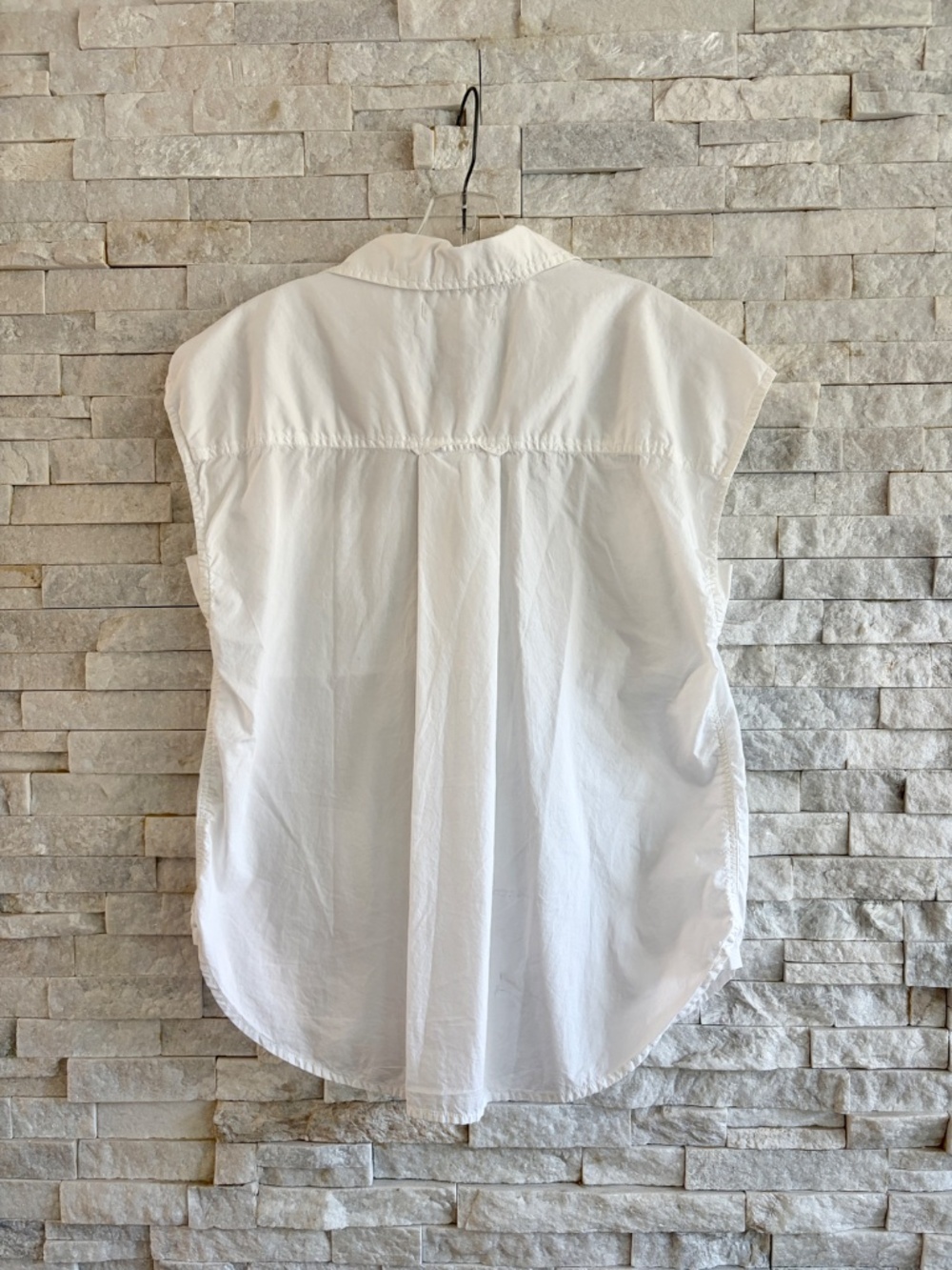 AMO White Sleeveless Cotton Button-Up Shirt - Picture 3 of 5